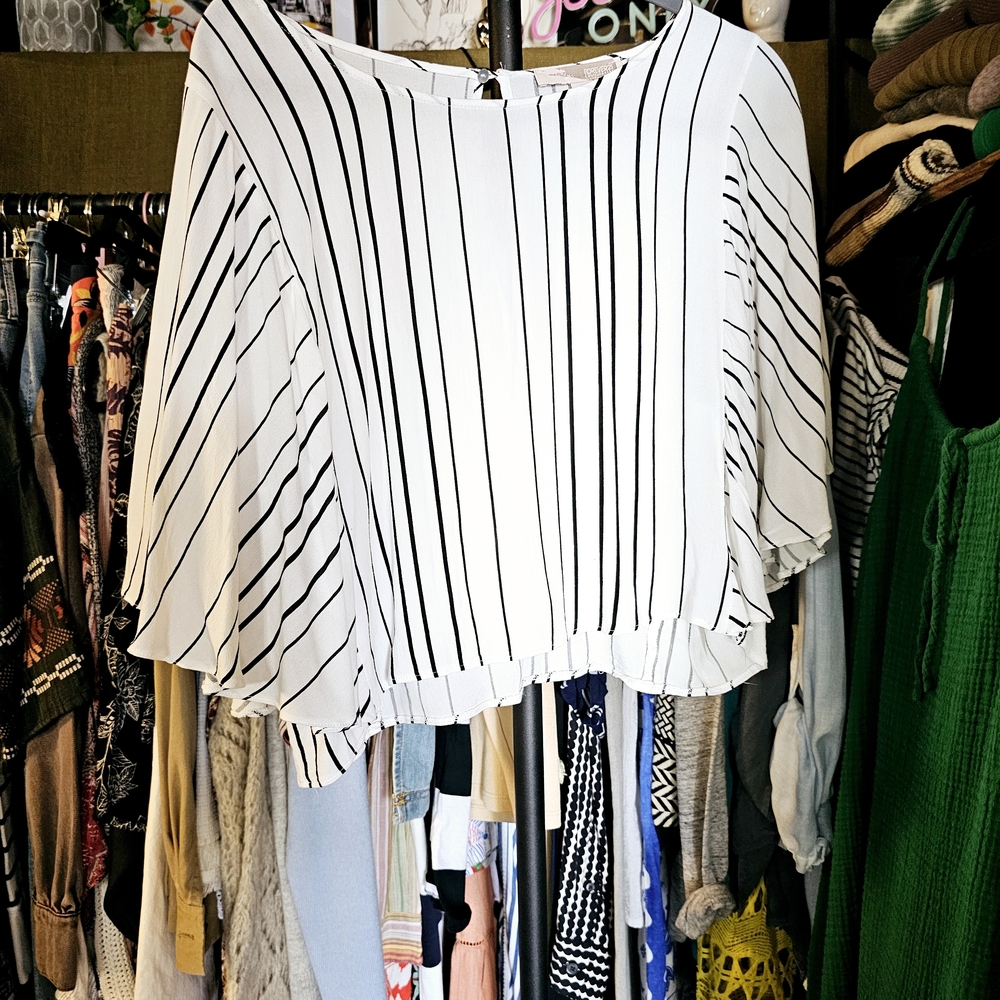 Black and White Striped Women's Top